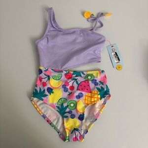 Cat & Jack Purple Multicolor Kids Swimsuit One Piece Girls Size Small 6/7 NWT